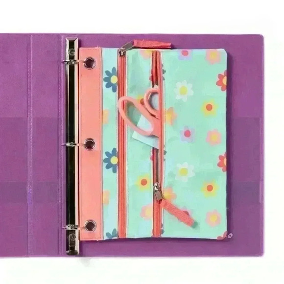 Dual Zipper Pencil Pouch  Kids Girls School Flowers (10"x 7.25") up & up - Picture 3 of 4